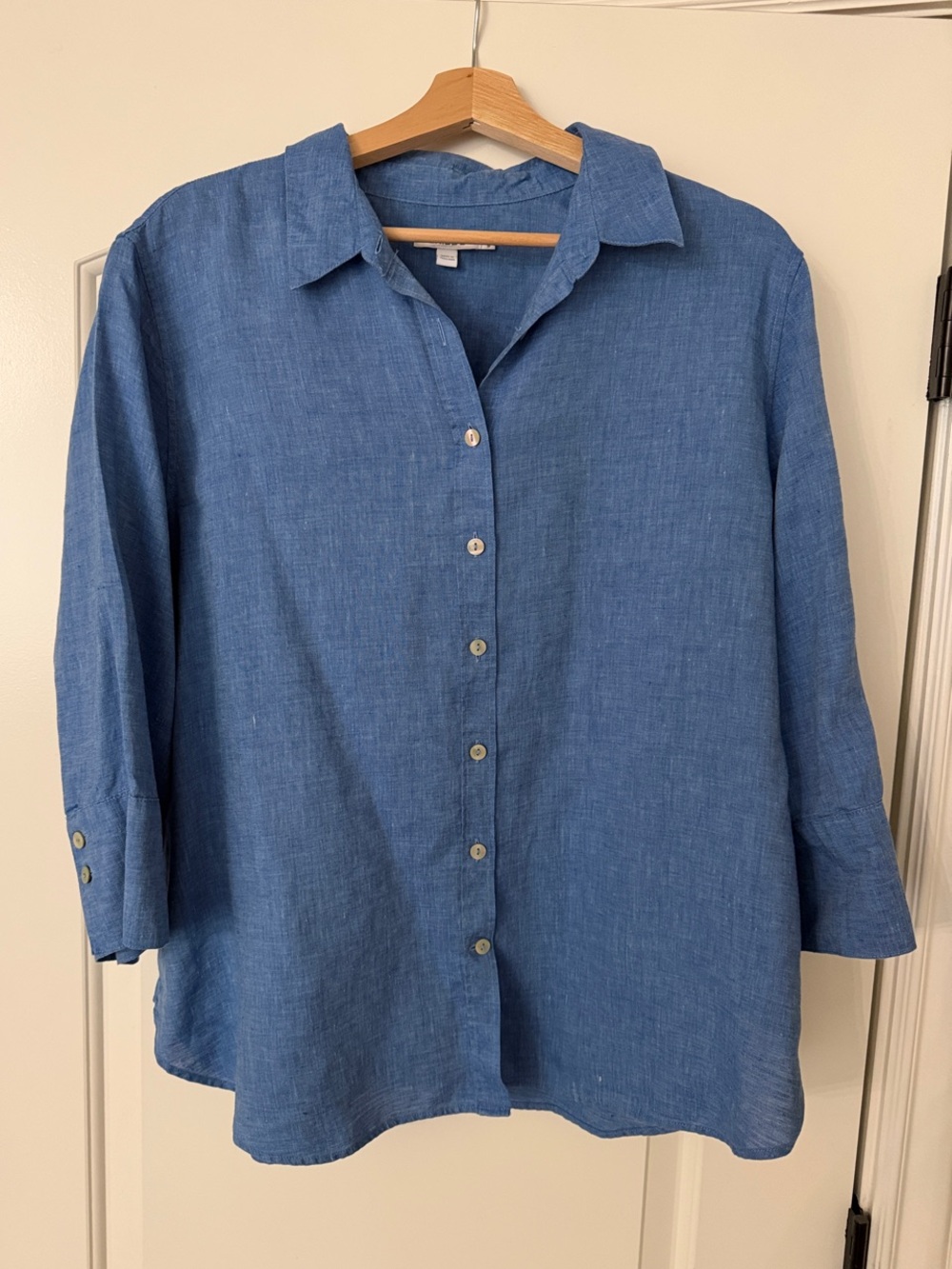 Chico's Soft Blue Linen Button-Down Shirt